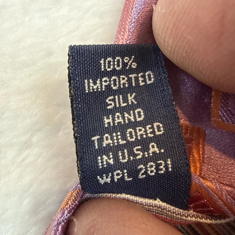 Ted Baker London Mens Silk Tie Purple Geometric Square Pattern Made in USA